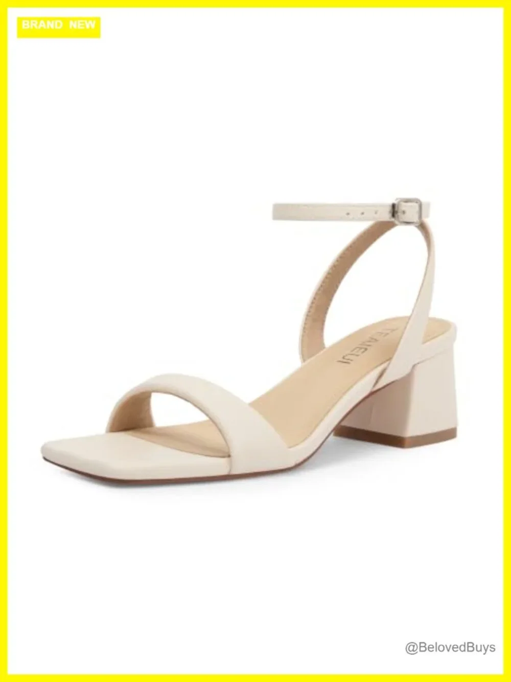 Faux Leather Block Heels Square Open Toe Ankle Strap Heeled Sandals